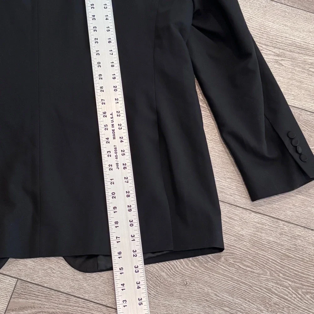 Nordstrom‎ Rack Tuxedo Blazer Mens 48L Black Trim Fit Satin Lapel Formal Jacket